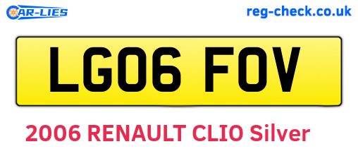 LG06FOV are the vehicle registration plates.