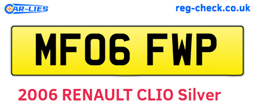 MF06FWP are the vehicle registration plates.