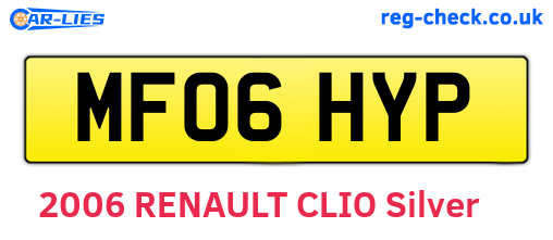 MF06HYP are the vehicle registration plates.