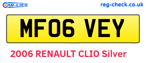MF06VEY are the vehicle registration plates.