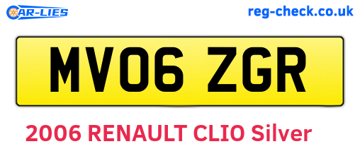 MV06ZGR are the vehicle registration plates.