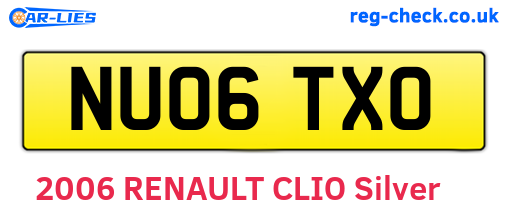 NU06TXO are the vehicle registration plates.