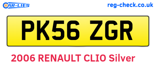 PK56ZGR are the vehicle registration plates.