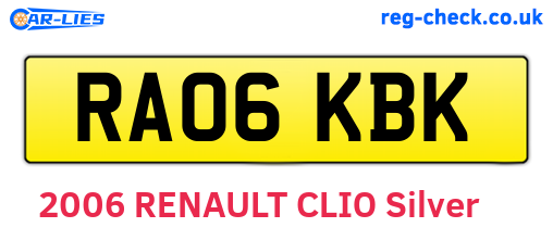 RA06KBK are the vehicle registration plates.