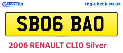 SB06BAO are the vehicle registration plates.