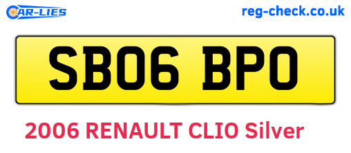 SB06BPO are the vehicle registration plates.