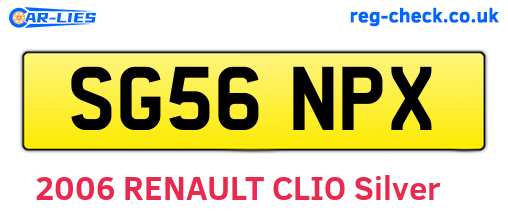 SG56NPX are the vehicle registration plates.