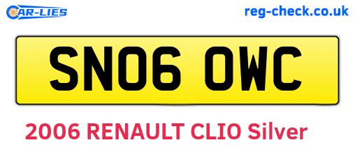 SN06OWC are the vehicle registration plates.
