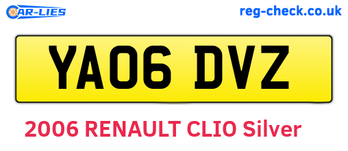 YA06DVZ are the vehicle registration plates.