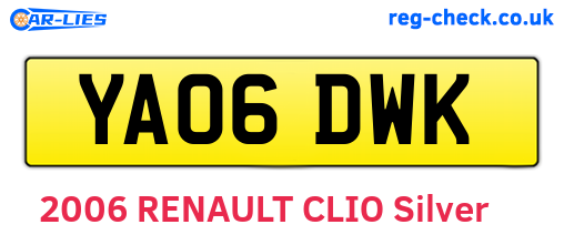 YA06DWK are the vehicle registration plates.