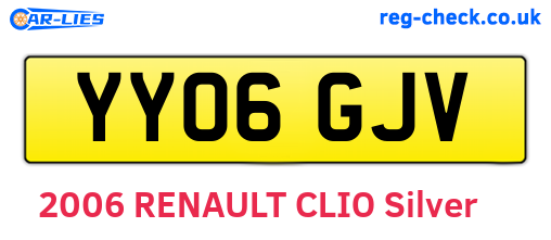 YY06GJV are the vehicle registration plates.