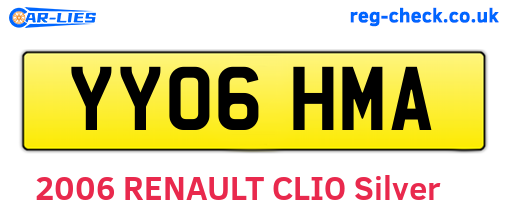 YY06HMA are the vehicle registration plates.