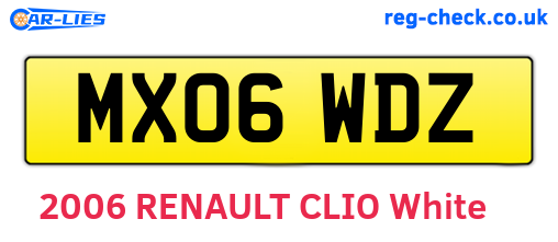 MX06WDZ are the vehicle registration plates.