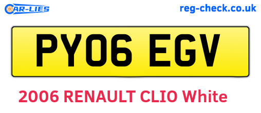 PY06EGV are the vehicle registration plates.