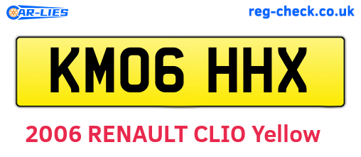 KM06HHX are the vehicle registration plates.