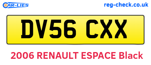 DV56CXX are the vehicle registration plates.