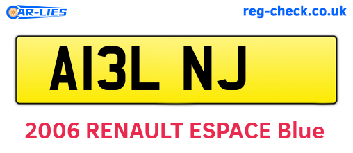 A13LNJ are the vehicle registration plates.
