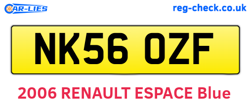 NK56OZF are the vehicle registration plates.
