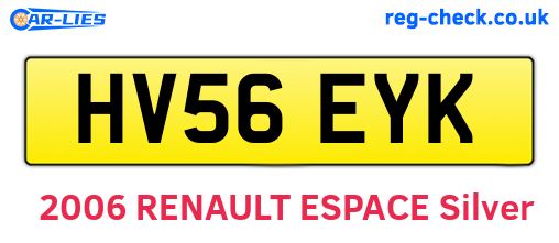HV56EYK are the vehicle registration plates.