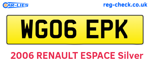 WG06EPK are the vehicle registration plates.