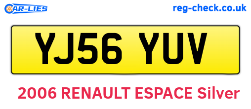 YJ56YUV are the vehicle registration plates.