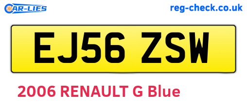 EJ56ZSW are the vehicle registration plates.