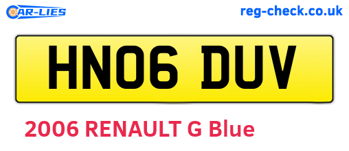 HN06DUV are the vehicle registration plates.