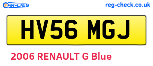 HV56MGJ are the vehicle registration plates.
