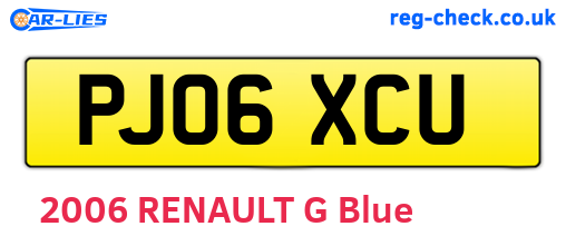 PJ06XCU are the vehicle registration plates.