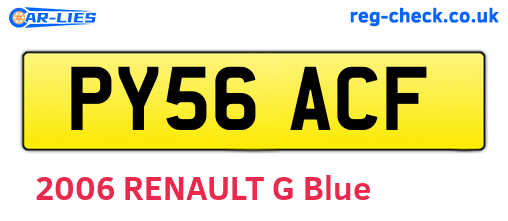 PY56ACF are the vehicle registration plates.
