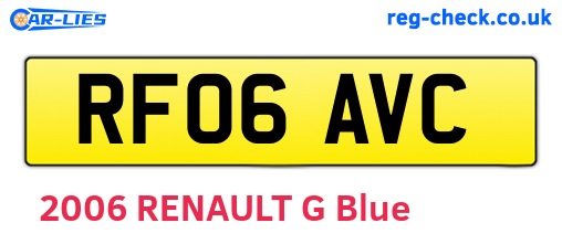 RF06AVC are the vehicle registration plates.