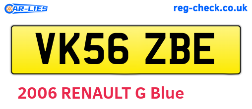 VK56ZBE are the vehicle registration plates.