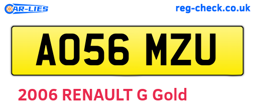 AO56MZU are the vehicle registration plates.
