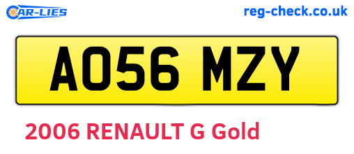 AO56MZY are the vehicle registration plates.