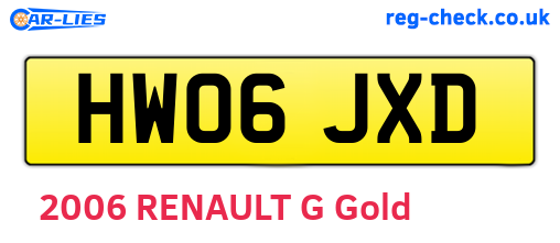 HW06JXD are the vehicle registration plates.