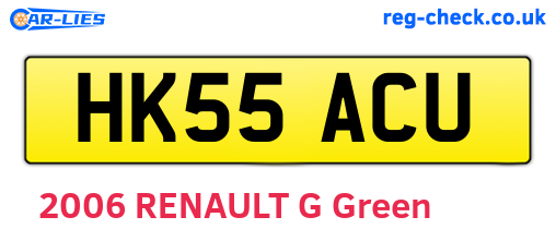 HK55ACU are the vehicle registration plates.