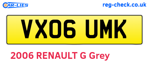 VX06UMK are the vehicle registration plates.