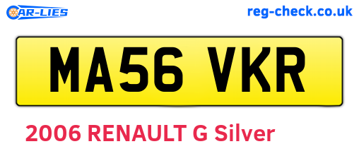 MA56VKR are the vehicle registration plates.