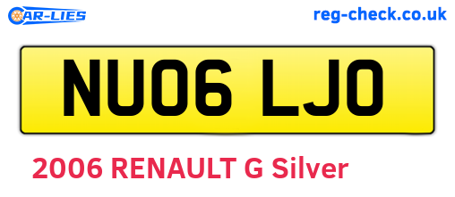 NU06LJO are the vehicle registration plates.
