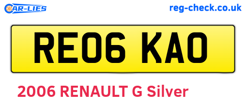 RE06KAO are the vehicle registration plates.