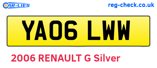 YA06LWW are the vehicle registration plates.