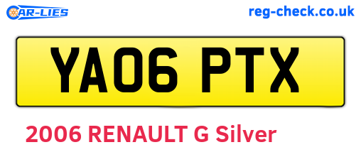 YA06PTX are the vehicle registration plates.