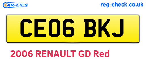 CE06BKJ are the vehicle registration plates.