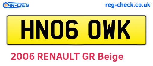 HN06OWK are the vehicle registration plates.