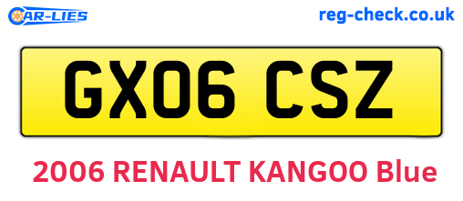 GX06CSZ are the vehicle registration plates.