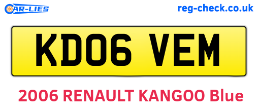 KD06VEM are the vehicle registration plates.