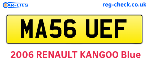 MA56UEF are the vehicle registration plates.