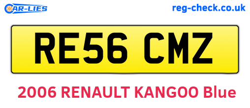 RE56CMZ are the vehicle registration plates.