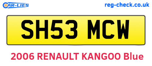 SH53MCW are the vehicle registration plates.