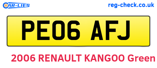 PE06AFJ are the vehicle registration plates.